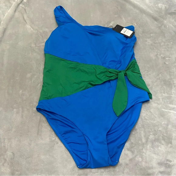 New! City Chic Capri one piece Ibiza blue absyinth one shoulder nwt 27212 - Picture 3 of 11